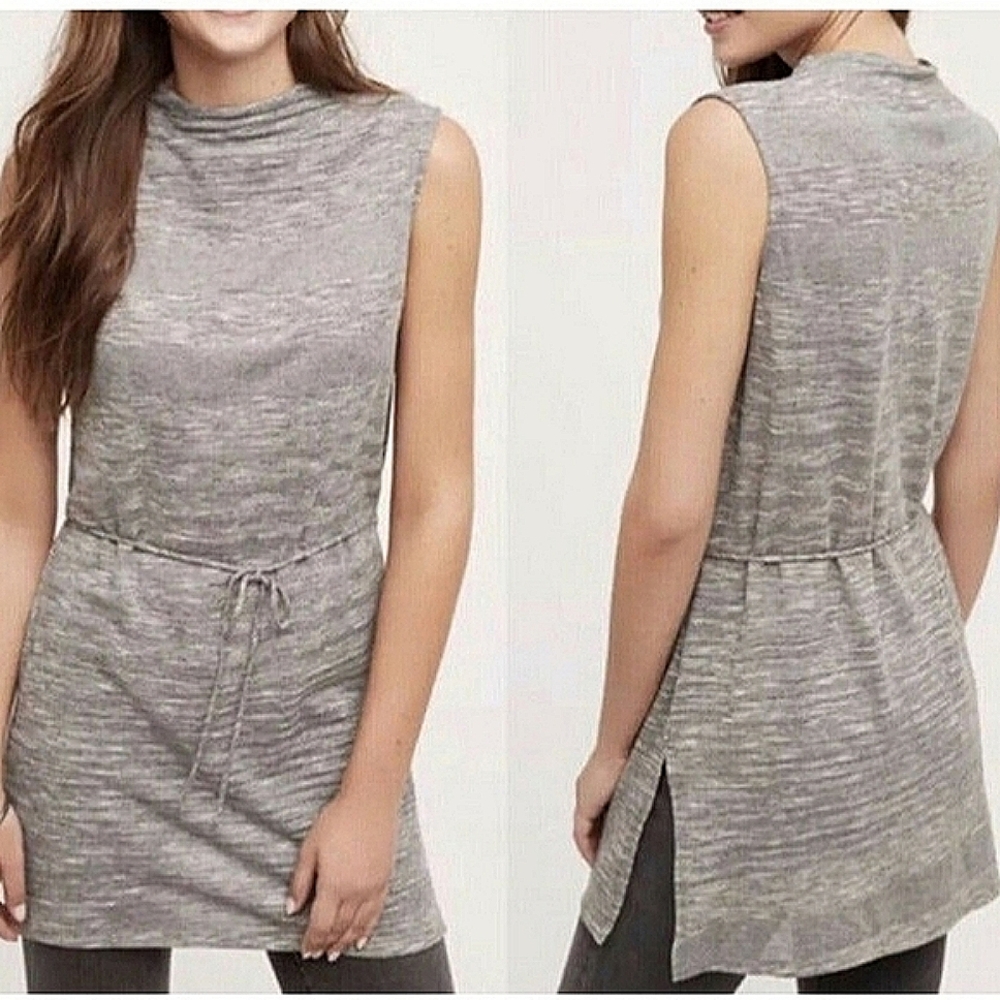 Anthropologie Dolan Left Coast Drawstring Waist Tunic Gray Womens Size Medium
